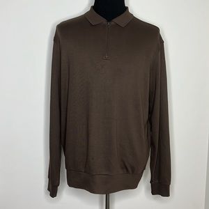 DANIEL CREMIEUX Brown Half Zip Sweater XL